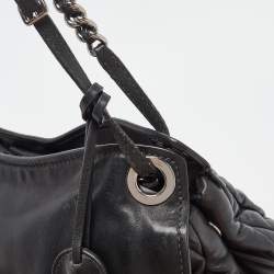 Miu Miu Black Matelassé Leather Sacca 2 Hobo
