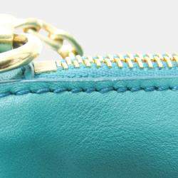 Miu Miu Green Leather Logo Chain Shoulder Bag