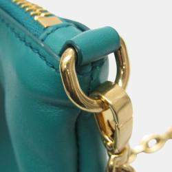 Miu Miu Green Leather Logo Chain Shoulder Bag