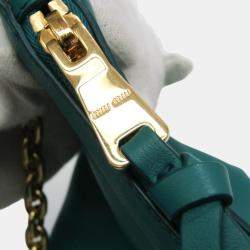 Miu Miu Green Leather Logo Chain Shoulder Bag