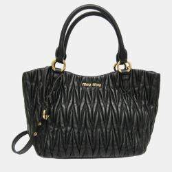 Miu Miu Black Leather Double Pocket Boston Bag Miu Miu | TLC