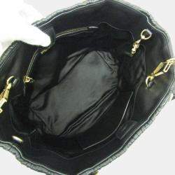 Miu Miu Black Leather Ruffle Top Handle Bag