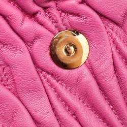 Miu Miu Pink Matelassé Leather Fold Over Crossbody Bag