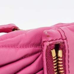 Miu Miu Pink Matelassé Leather Fold Over Crossbody Bag