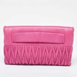 Miu Miu Pink Matelassé Leather Fold Over Crossbody Bag
