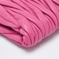 Miu Miu Pink Matelassé Leather Fold Over Crossbody Bag