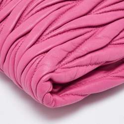 Miu Miu Pink Matelassé Leather Fold Over Crossbody Bag