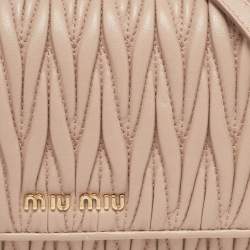 Miu Miu Beige Matelassé Leather Wallet On Chain