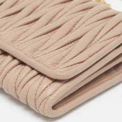 Miu Miu Beige Matelassé Leather Wallet On Chain