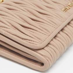 Miu Miu Beige Matelassé Leather Wallet On Chain