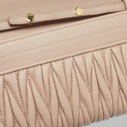 Miu Miu Beige Matelassé Leather Wallet On Chain