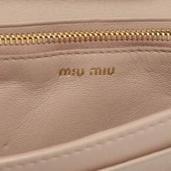 Miu Miu Beige Matelassé Leather Wallet On Chain