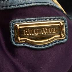 Miu Miu Blue Woven Leather Snap Hobo