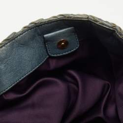 Miu Miu Blue Woven Leather Snap Hobo