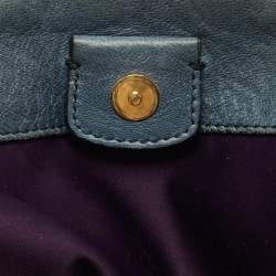 Miu Miu Blue Woven Leather Snap Hobo