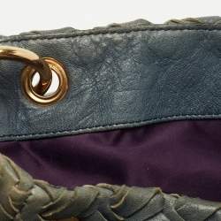 Miu Miu Blue Woven Leather Snap Hobo