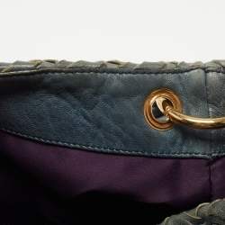 Miu Miu Blue Woven Leather Snap Hobo