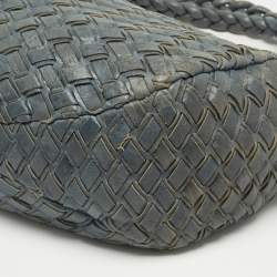 Miu Miu Blue Woven Leather Snap Hobo