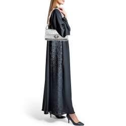 Miu Miu Silver Matelassé Leather Crystals Shoulder Bag