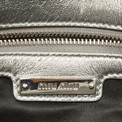 Miu Miu Silver Matelassé Leather Crystals Shoulder Bag