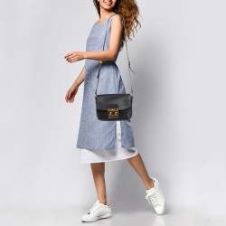Miu Miu Black Madras Leather Flap Shoulder Bag