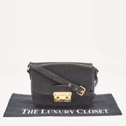 Miu Miu Black Madras Leather Flap Shoulder Bag