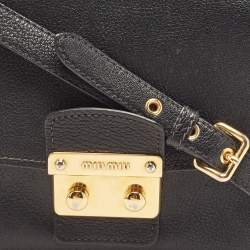 Miu Miu Black Madras Leather Flap Shoulder Bag