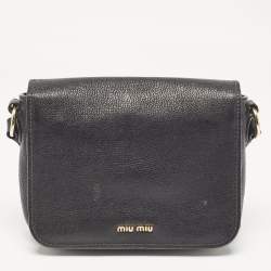 Miu Miu Black Madras Leather Flap Shoulder Bag