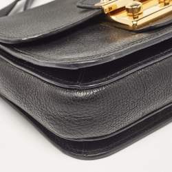 Miu Miu Black Madras Leather Flap Shoulder Bag