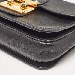 Miu Miu Black Madras Leather Flap Shoulder Bag