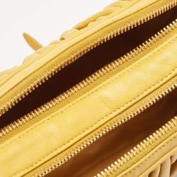 Miu Miu Mustard Matelassé Leather Double Zip Crossbody Bag