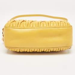 Miu Miu Mustard Matelassé Leather Double Zip Crossbody Bag