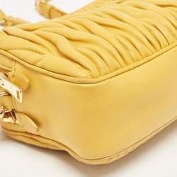 Miu Miu Mustard Matelassé Leather Double Zip Crossbody Bag