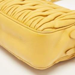 Miu Miu Mustard Matelassé Leather Double Zip Crossbody Bag