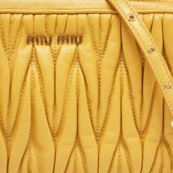 Miu Miu Mustard Matelassé Leather Double Zip Crossbody Bag