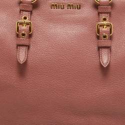 Miu Miu Old Rose Madras Leather Satchel