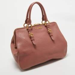 Miu Miu Old Rose Madras Leather Satchel