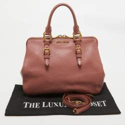 Miu Miu Old Rose Madras Leather Satchel