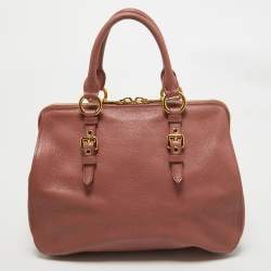 Miu Miu Old Rose Madras Leather Satchel