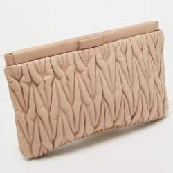 Miu Miu Blush Pink Matelassé Leather Frame Clutch