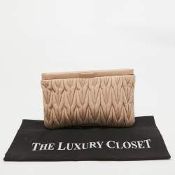 Miu Miu Blush Pink Matelassé Leather Frame Clutch