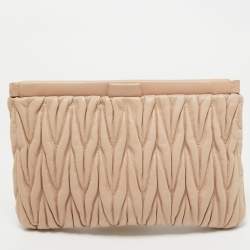 Miu Miu Blush Pink Matelassé Leather Frame Clutch