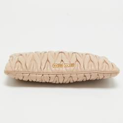 Miu Miu Blush Pink Matelassé Leather Frame Clutch