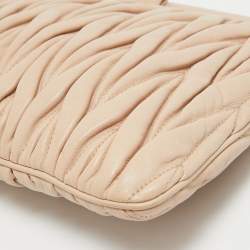 Miu Miu Blush Pink Matelassé Leather Frame Clutch