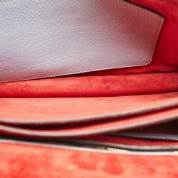 Miu Miu Red/Light Blue Madras Leather Pushlock Top Handle Bag