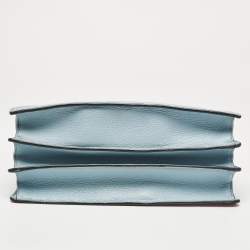 Miu Miu Red/Light Blue Madras Leather Pushlock Top Handle Bag