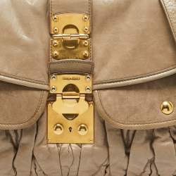 Miu Miu Light Green Matelassé Leather Coffer Hobo