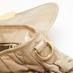 Miu Miu Light Green Matelassé Leather Coffer Hobo