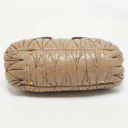 Miu Miu Light Green Matelassé Leather Coffer Hobo