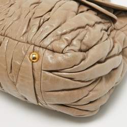 Miu Miu Light Green Matelassé Leather Coffer Hobo